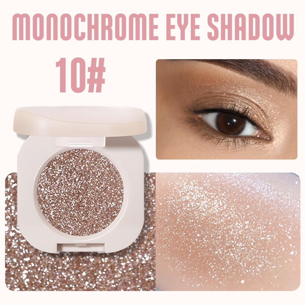 FeiCuiYun Glitter Shimmer Eyeshadow Palette blends easily with other shades for subtle to bold daily looks.