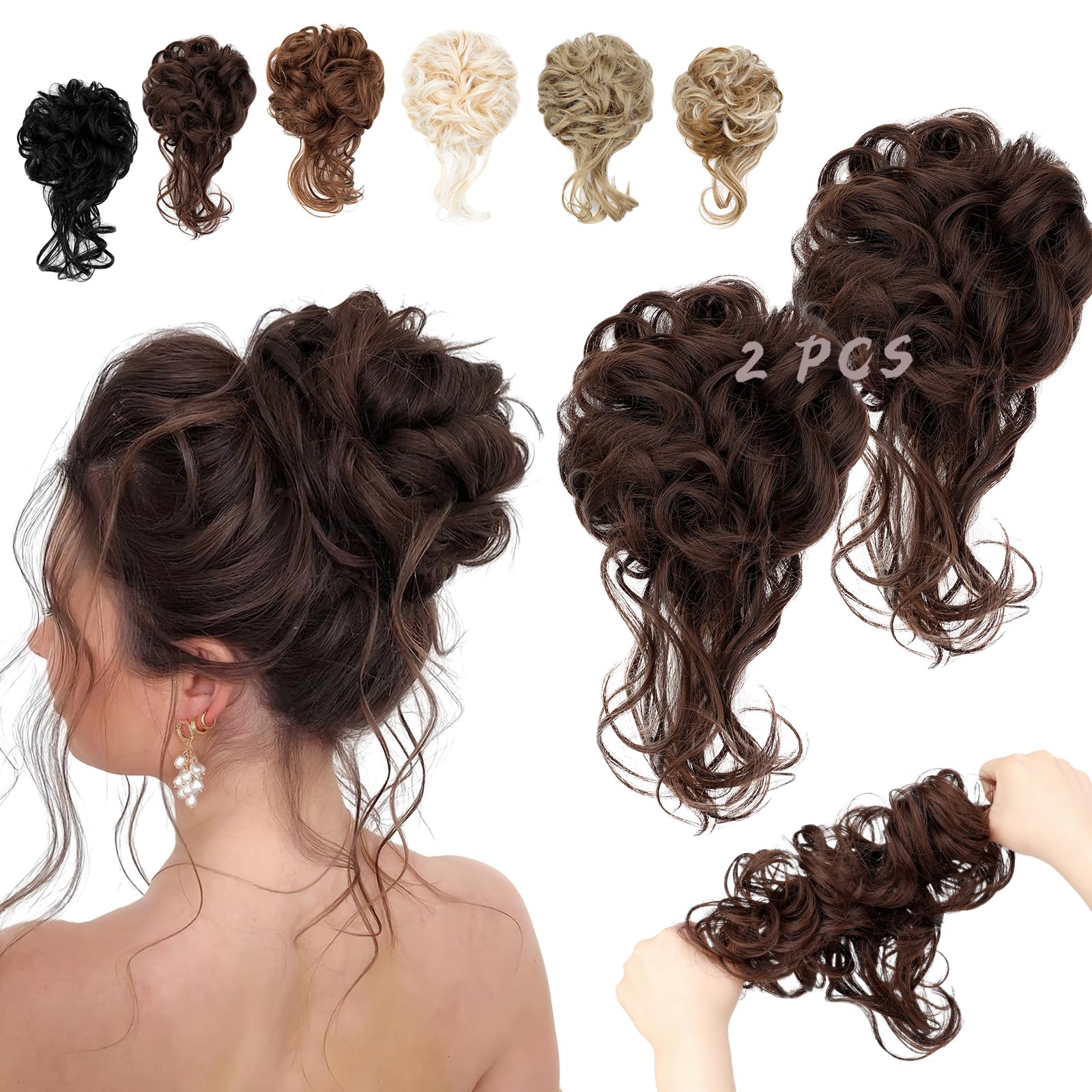FeidyLong messy bun piece close-up shows delicate tendrils and movement.