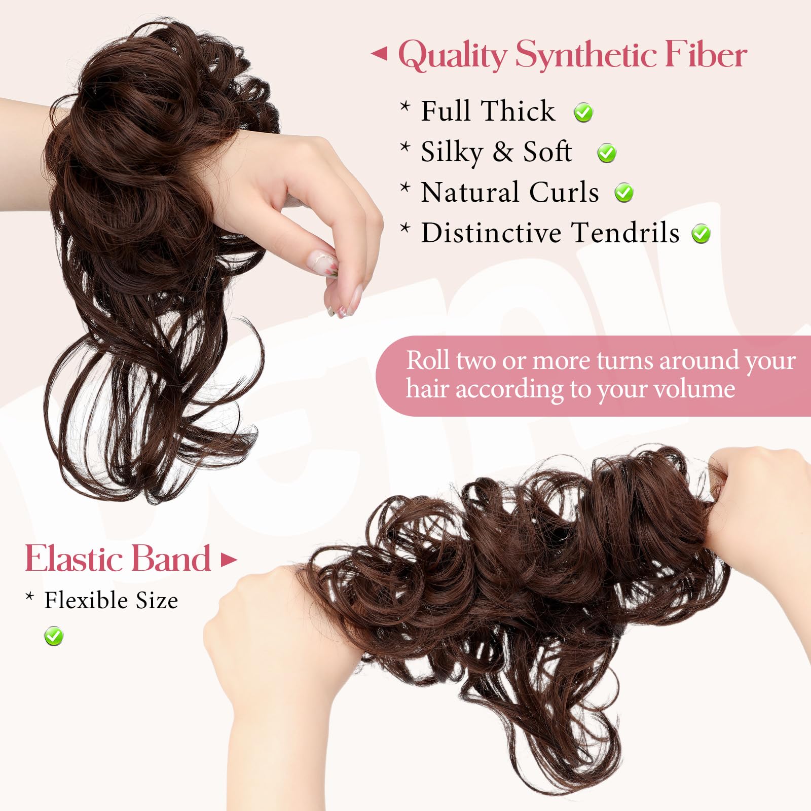 FeidyLong 2pcs set worn in a ponytail for quick, polished style.