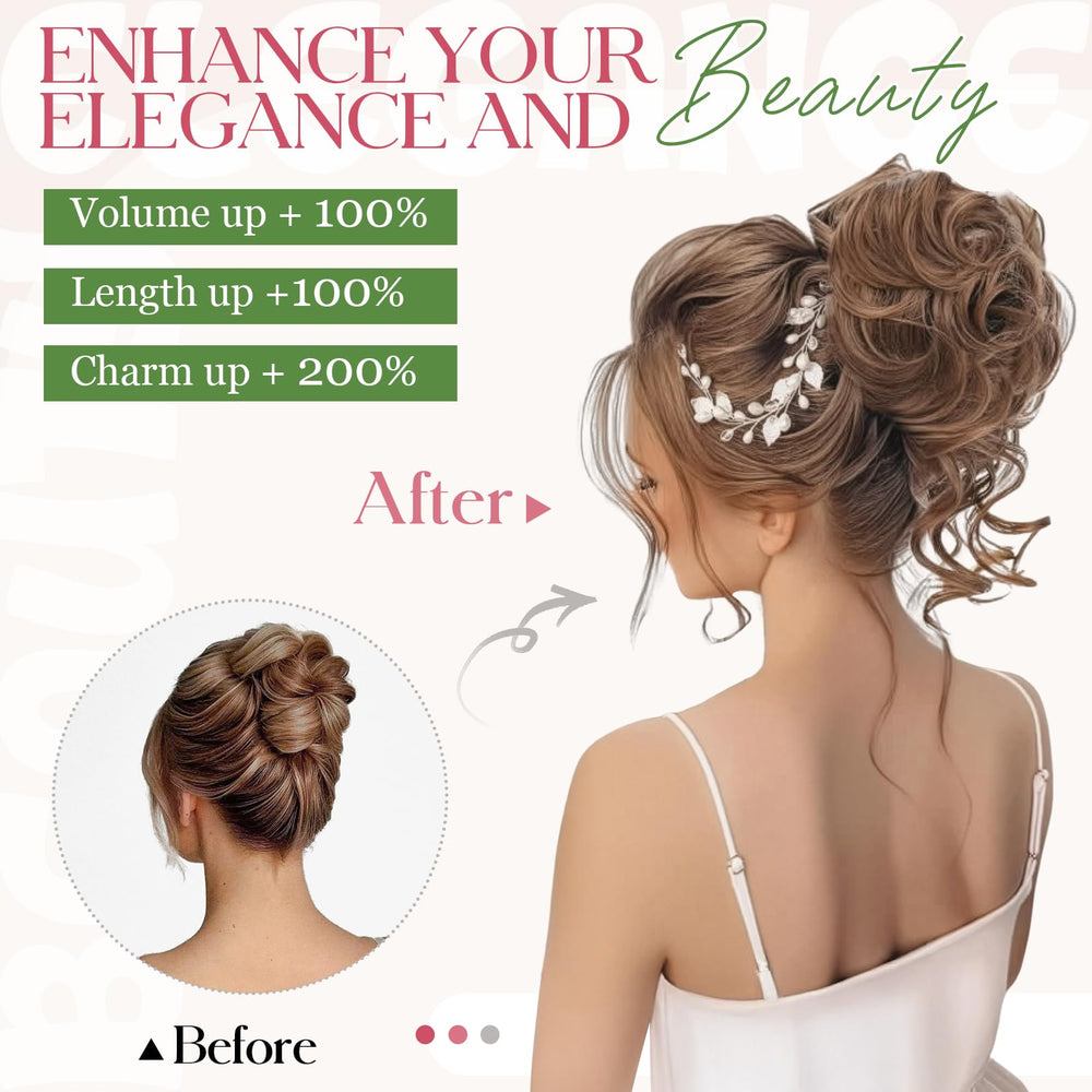 FeidyLong messy bun with tendrils elevates updo for elegant events.