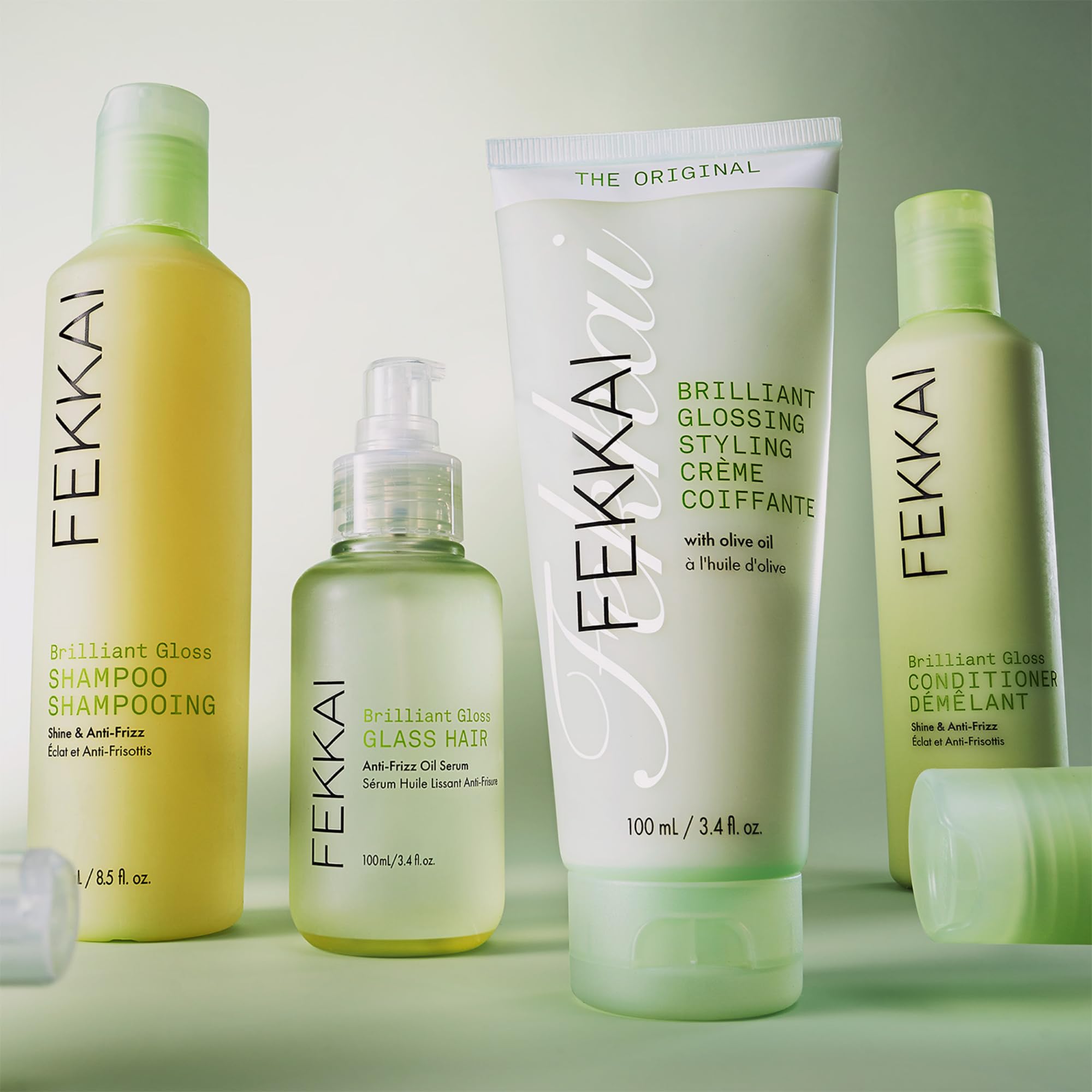 Fekkai Glossing Creme on hair with high shine and smooth texture