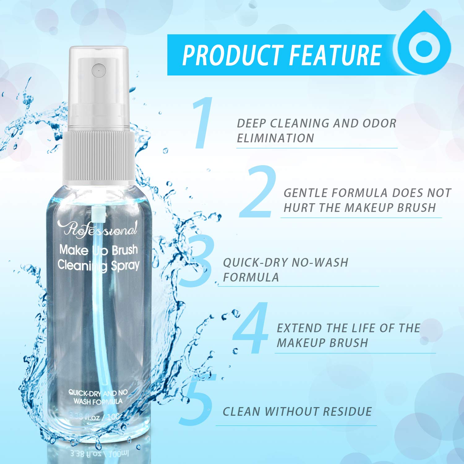 Felico makeup brush cleaner spray mist for convenient on-the-go cleaning.