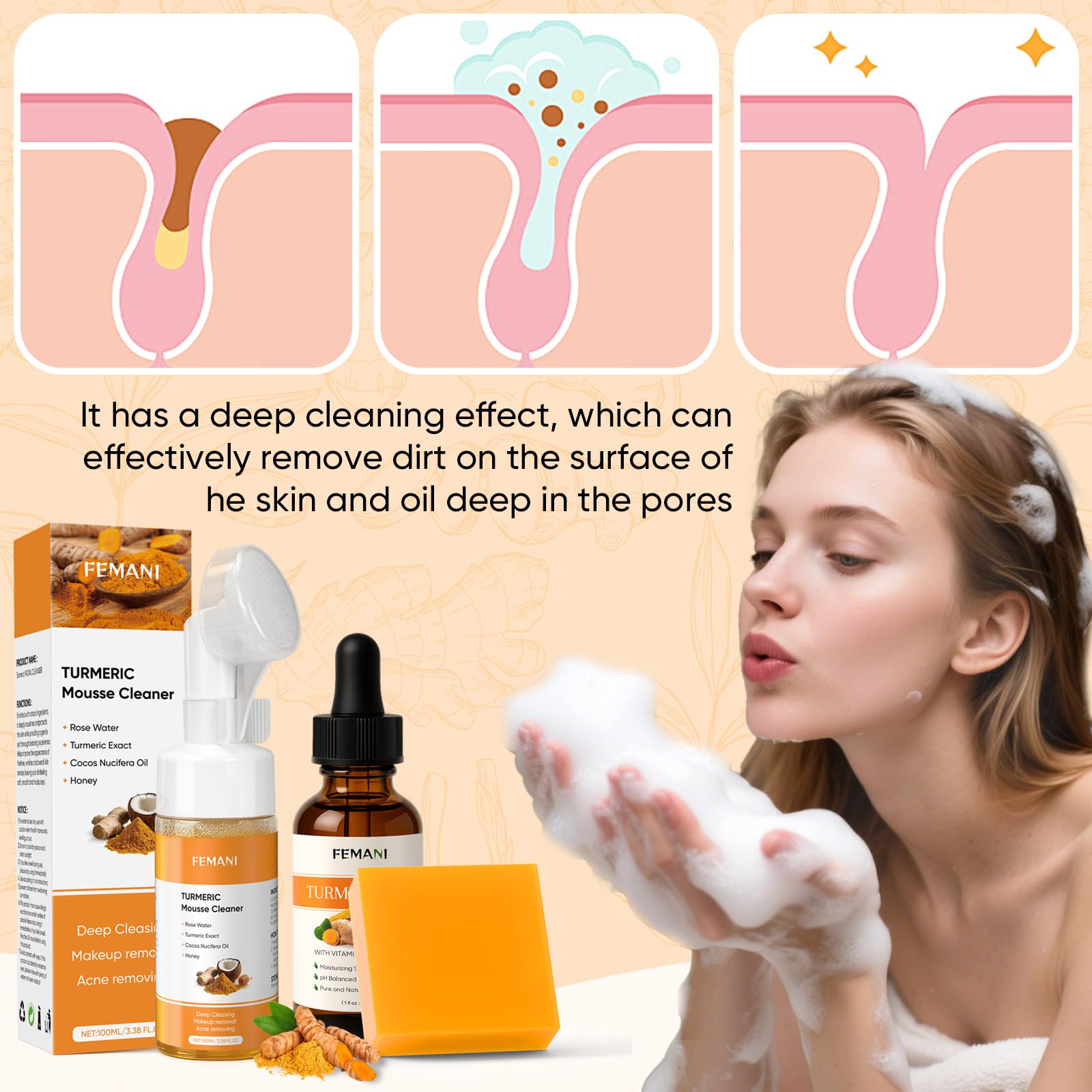Femani kit belleza turmerico para rutina completa de cuidado