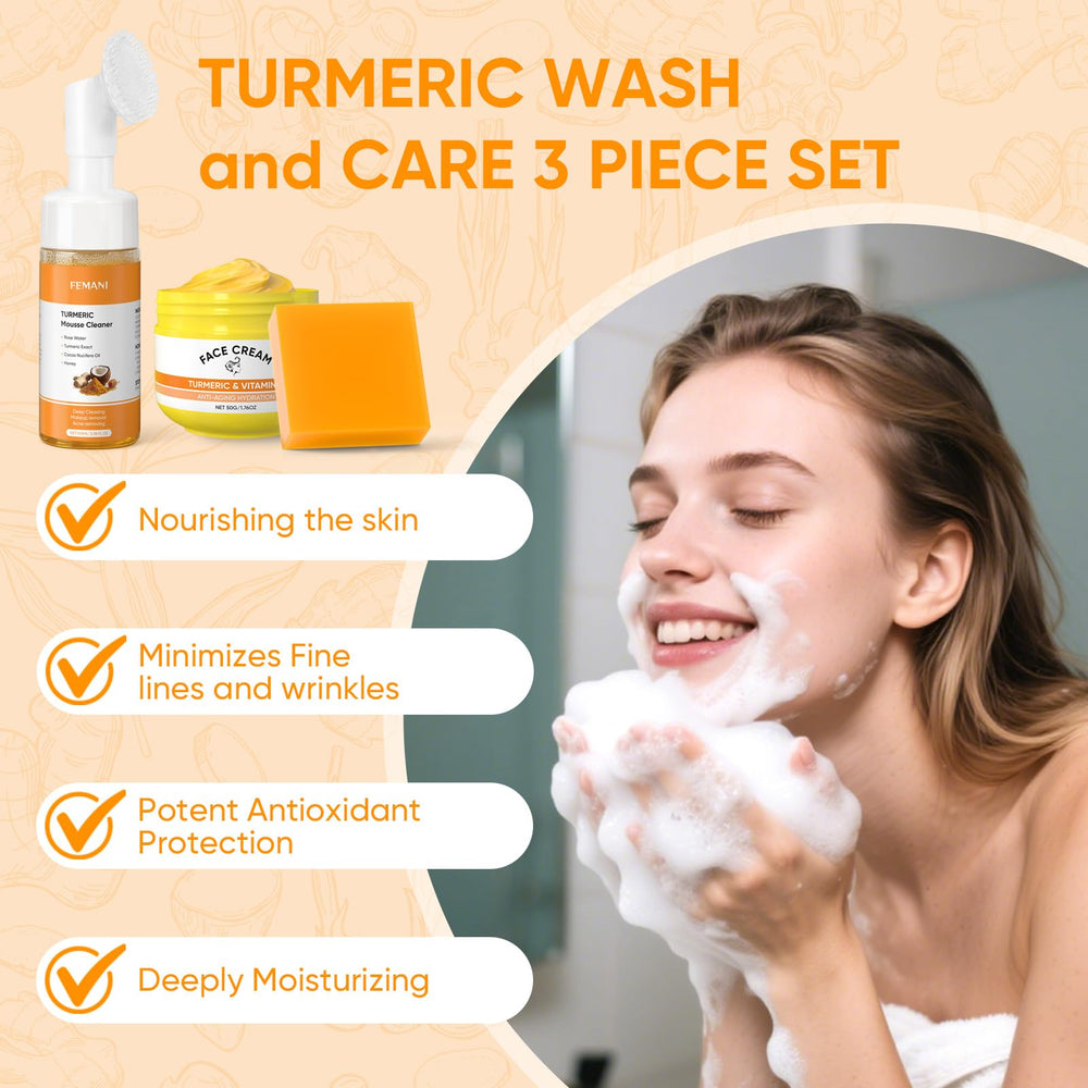 Femani Turmeric Face Cream with Vitamin C—locks in moisture for radiant skin.