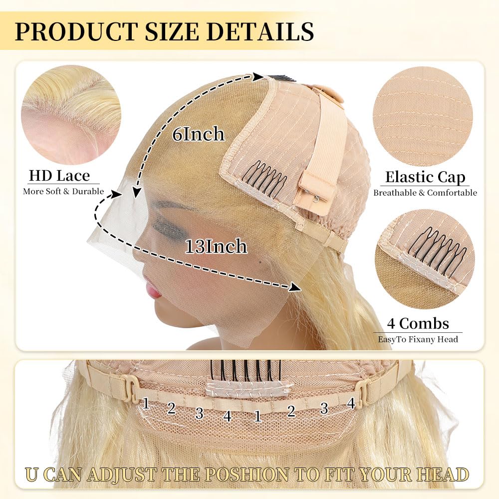 Femca 613 lace front wig adjustable cap with four combs for secure wear