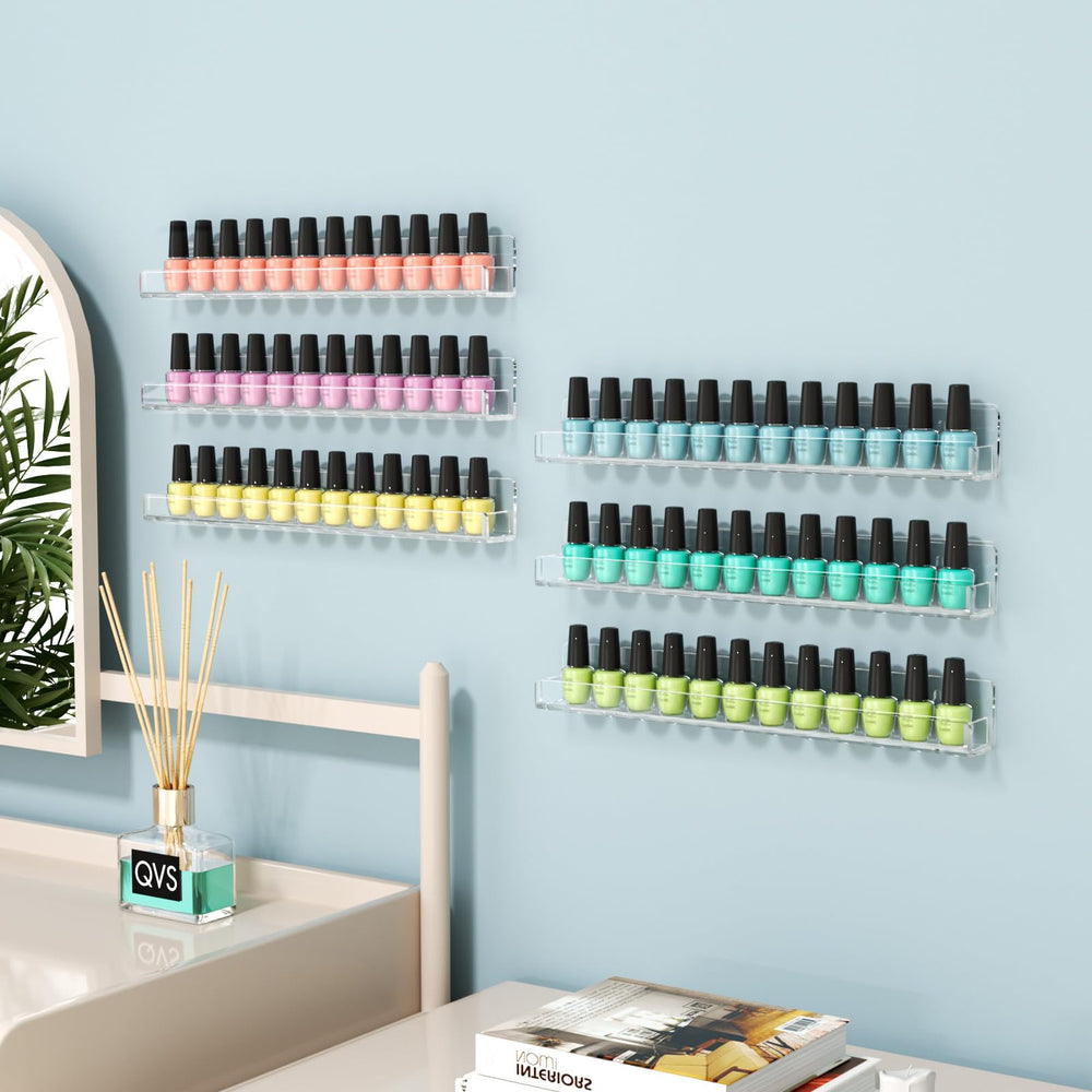 FEMELI display with polishes organized by shade for easy selection