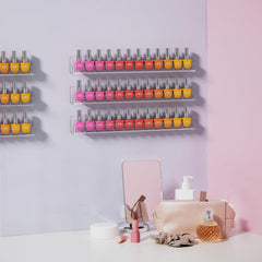 FEMELI nail polish wall rack front view showing accessible color collection
