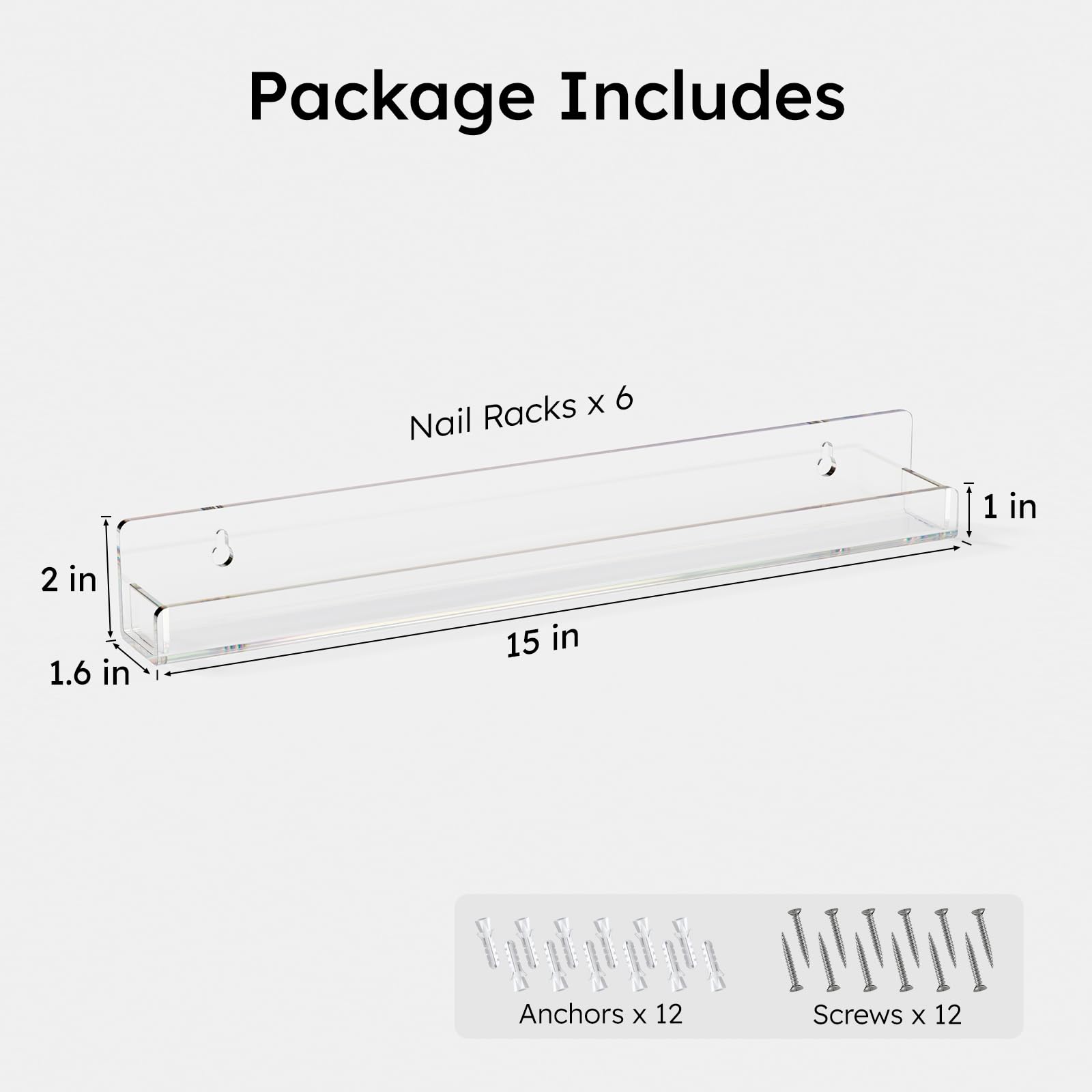 FEMELI wall rack mounted on wall for easy polish display