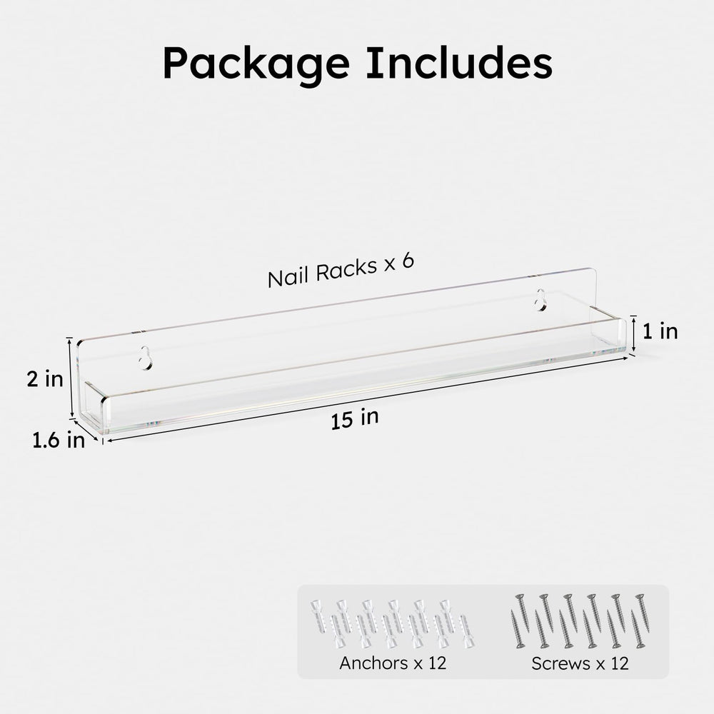 FEMELI wall rack mounted on wall for easy polish display
