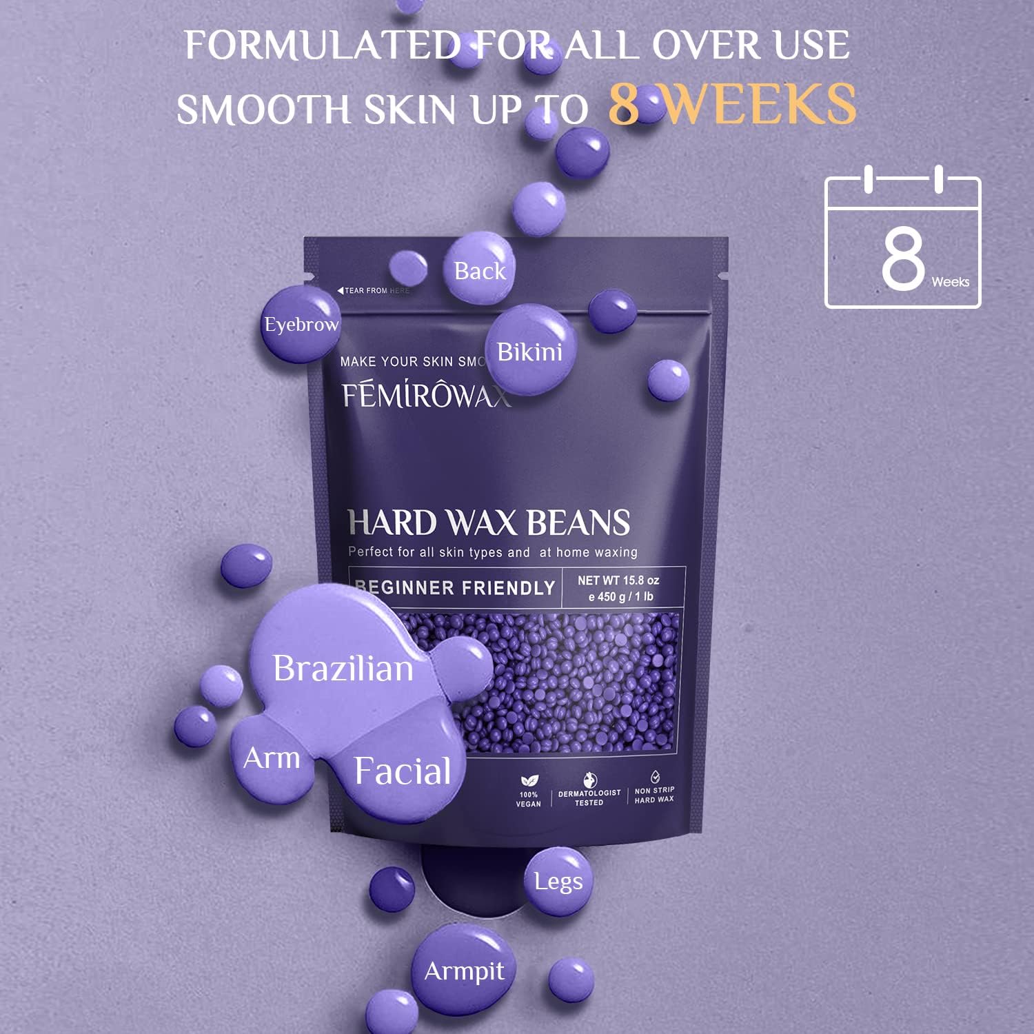 FEMIROWAX easy-cleanup formula reduces stickiness after waxing