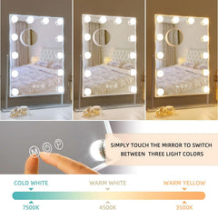 Fenchilin Hollywood mirror with lights highlights the full frame for precise, professional makeup.