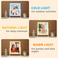 FENCHILIN lighted makeup mirror with 144 LEDs for balanced brightness.