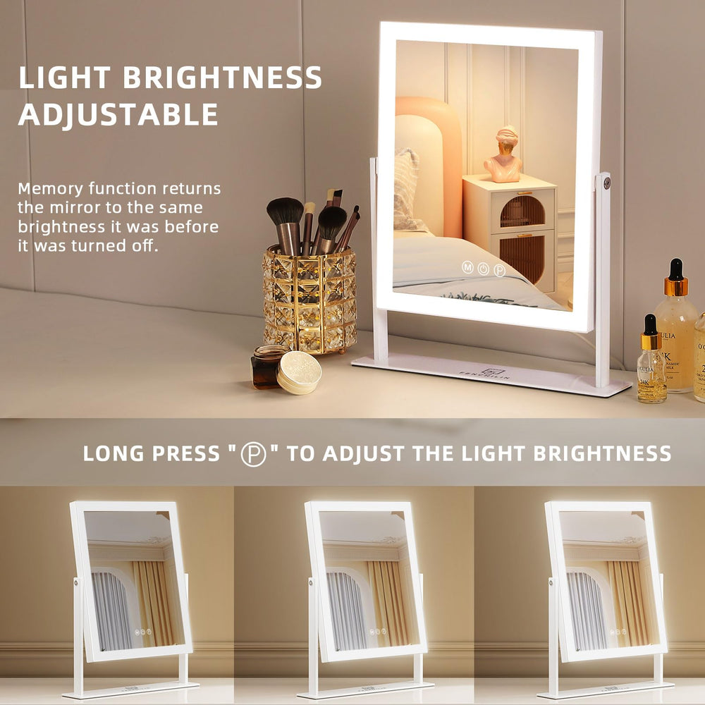 FENCHILIN vanity mirror with 360-degree rotation for flexible viewing angles.