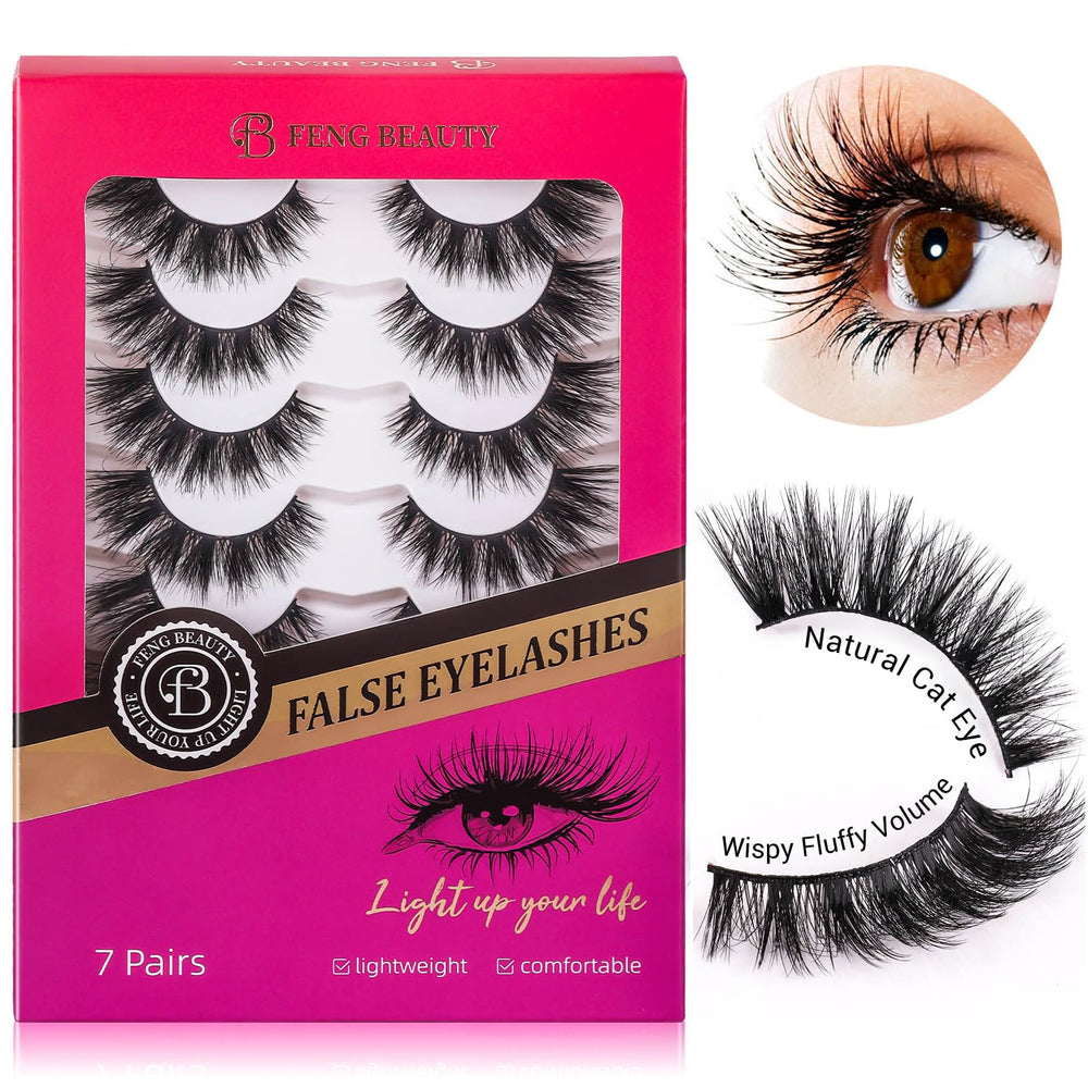 FENG BEAUTY cat eye lashes with wispy fluffy design for lift and definition