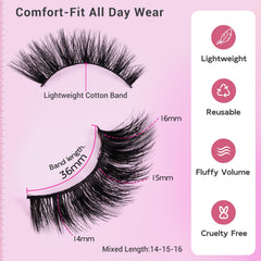 FENG BEAUTY faux mink fibers create a natural flutter finish