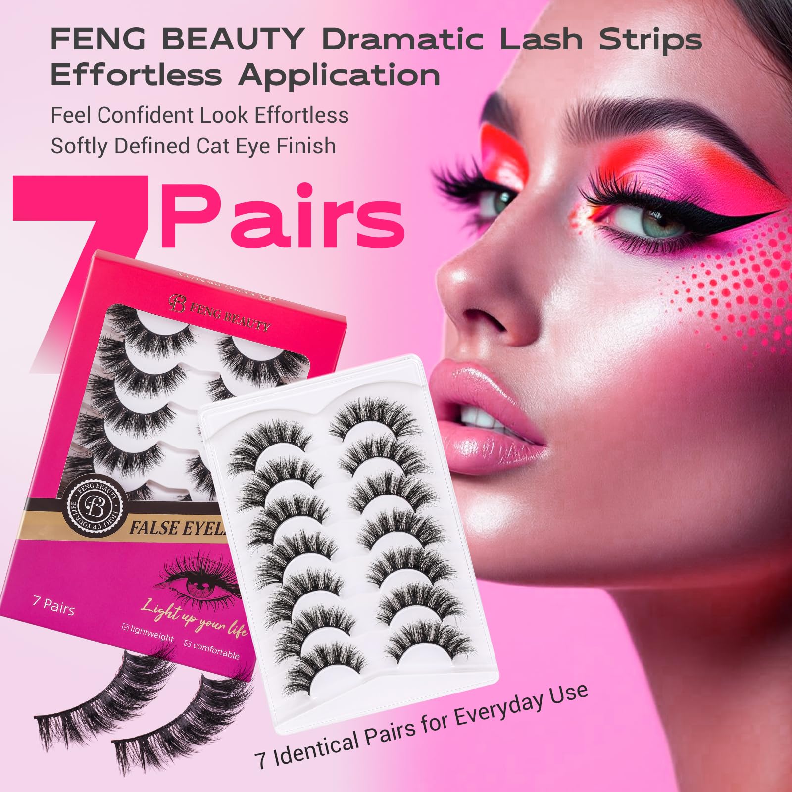 FENG BEAUTY reusable 7 pair lash pack for daily and glam looks