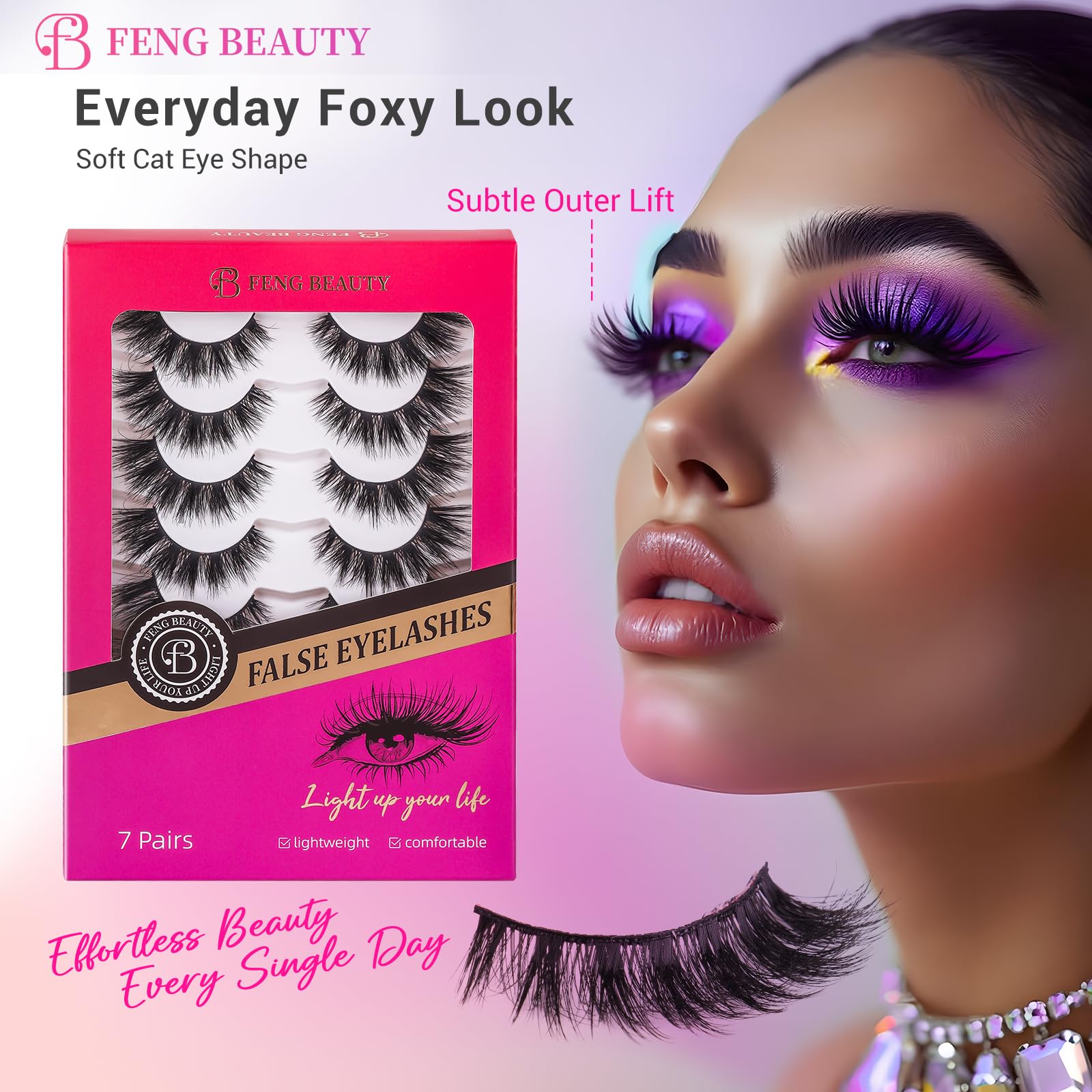 FENG BEAUTY soft band cat eye lashes provide comfortable wear