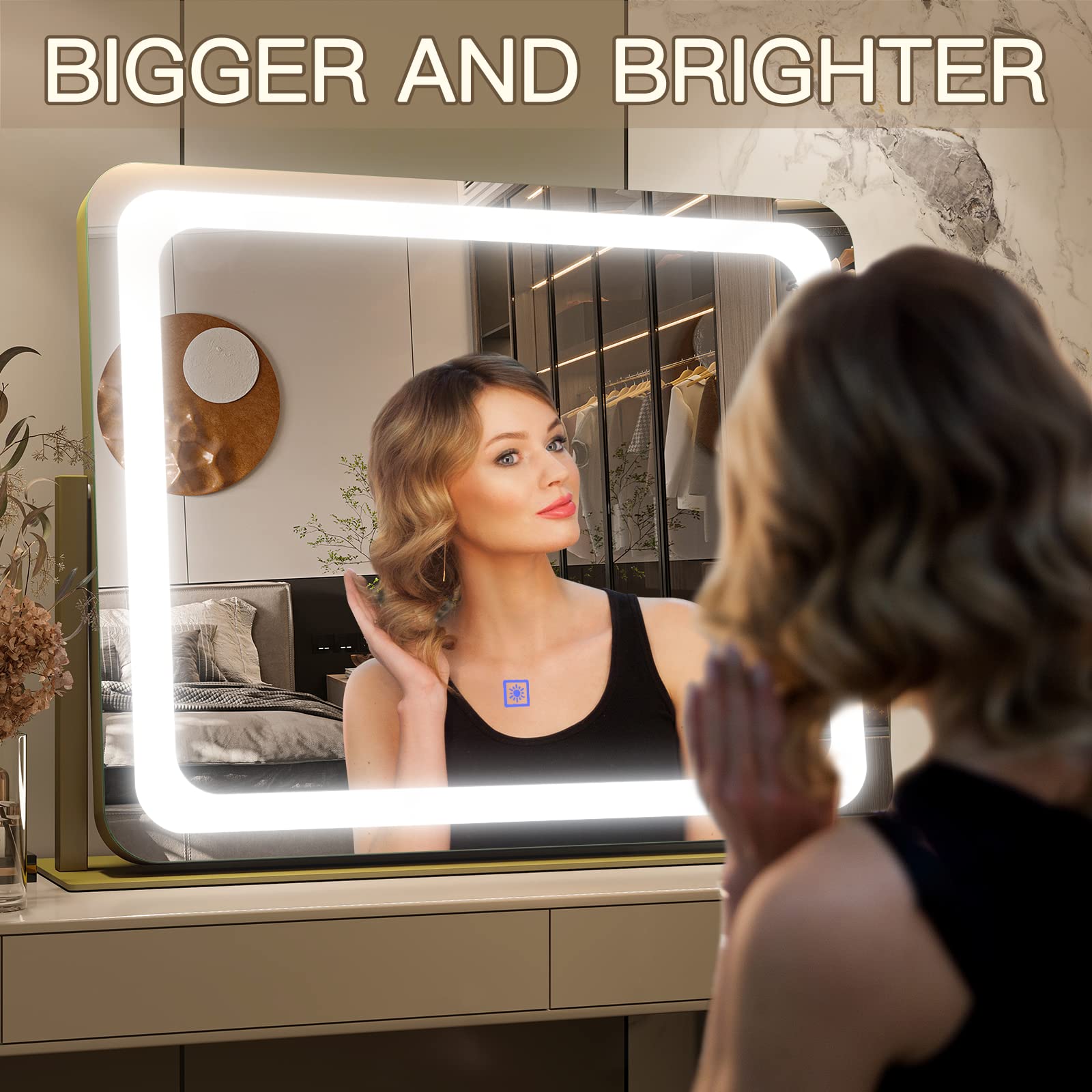 FENNIO Vanity Mirror Touch Control enabling quick color switch and brightness adjustment