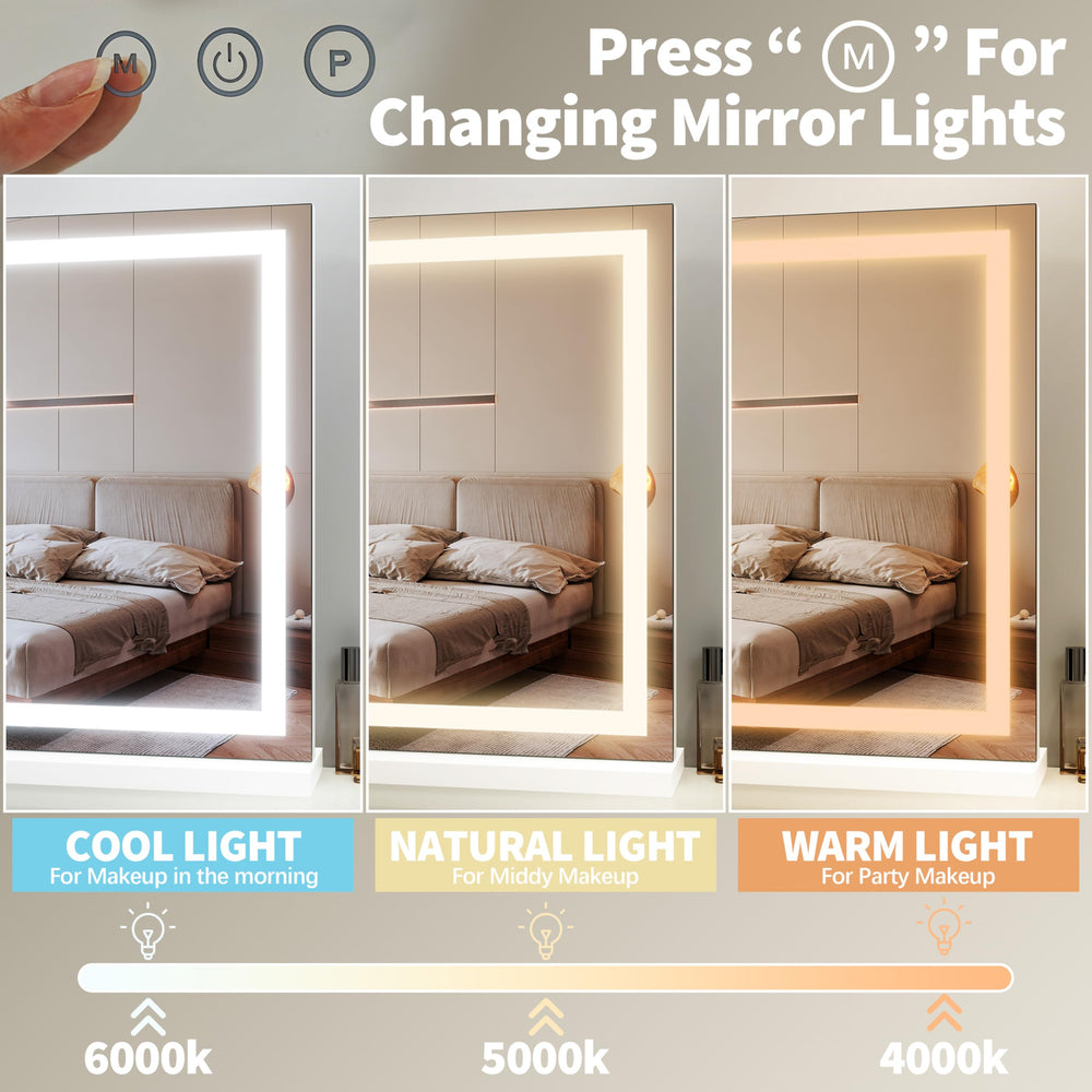 FENNIO LED makeup mirror close-up with adjustable brightness for flawless application.