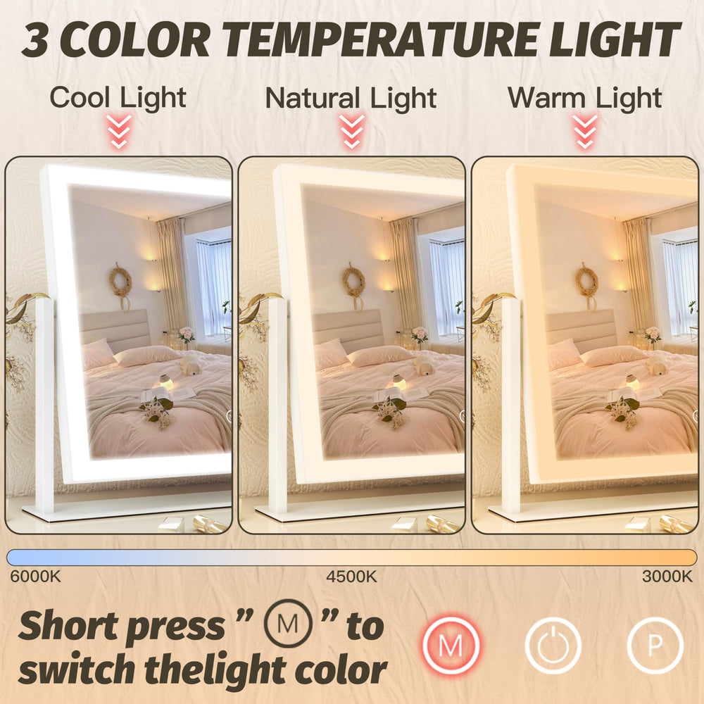 FENNIO makeup mirror with 3-color lighting enhances color accuracy