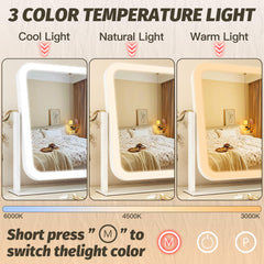 FENNIO makeup mirror with three-color LED lighting adapts to any setting.