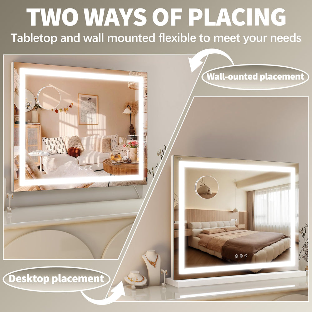 FENNIO tabletop vanity mirror with base for desk grooming.