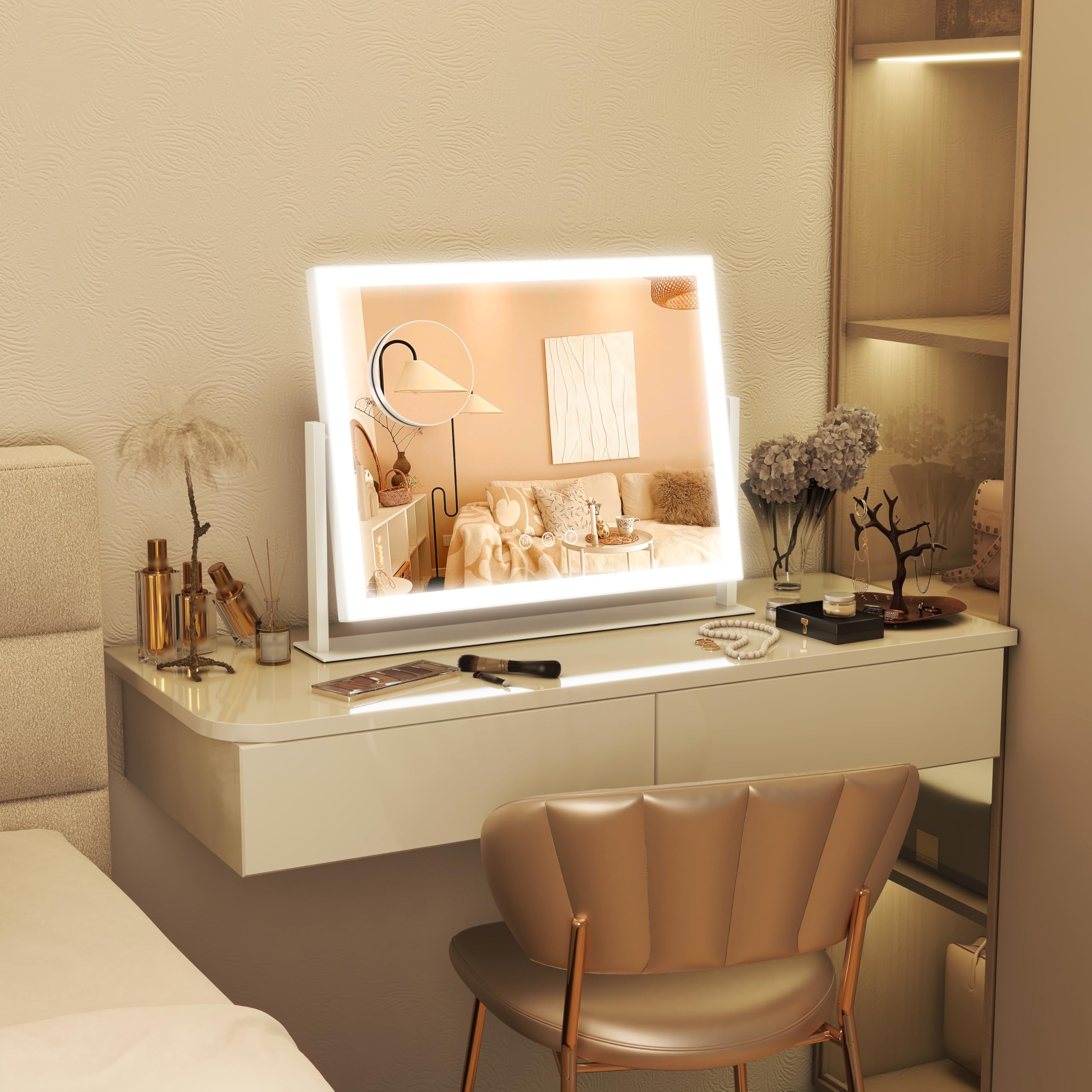FENNIO vanity mirror with 360-degree rotation for flexible angles