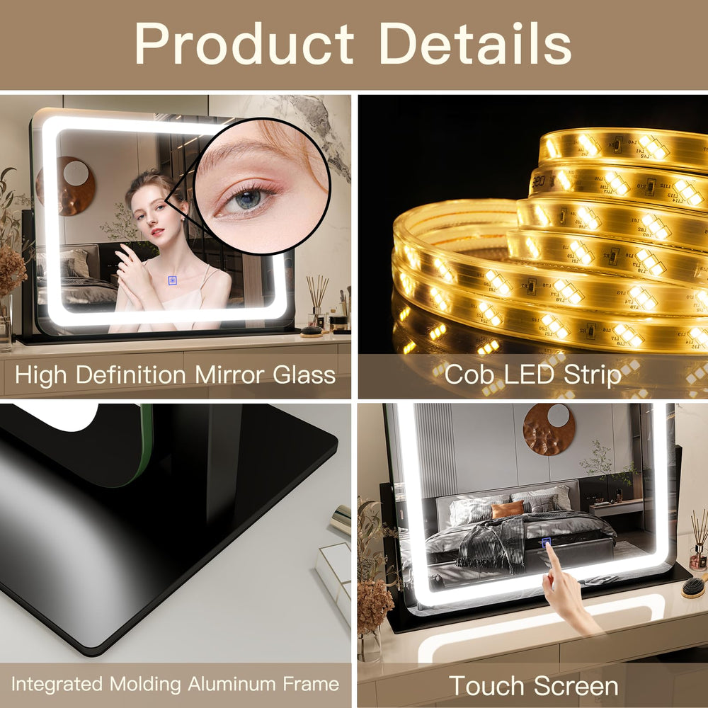 FENNIO vanity mirror on bedroom desk, ready as a gift-ready option.