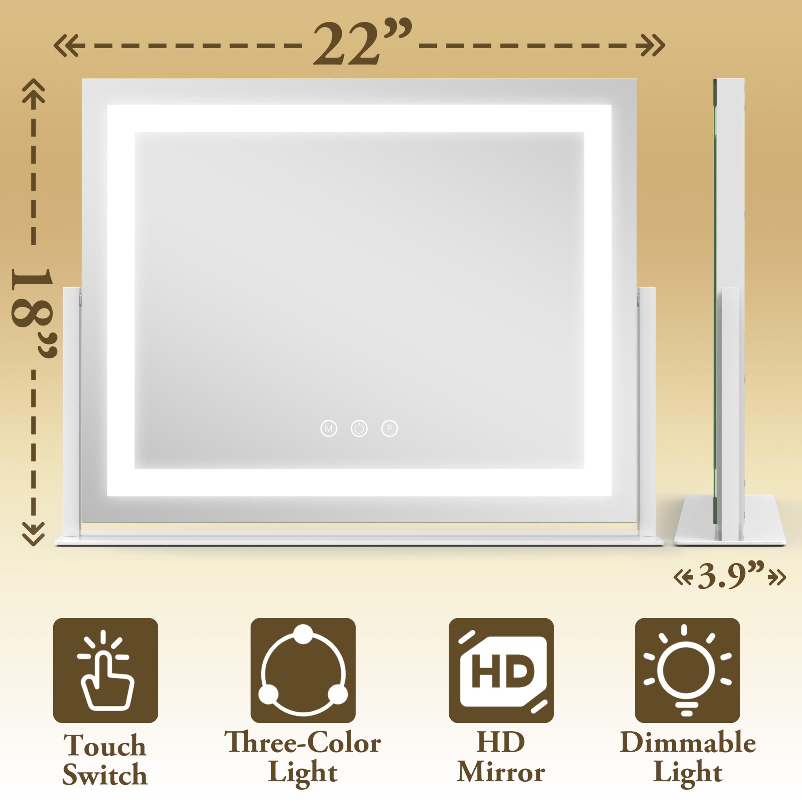 FENNIO vanity mirror aluminum frame, durable construction for daily use.