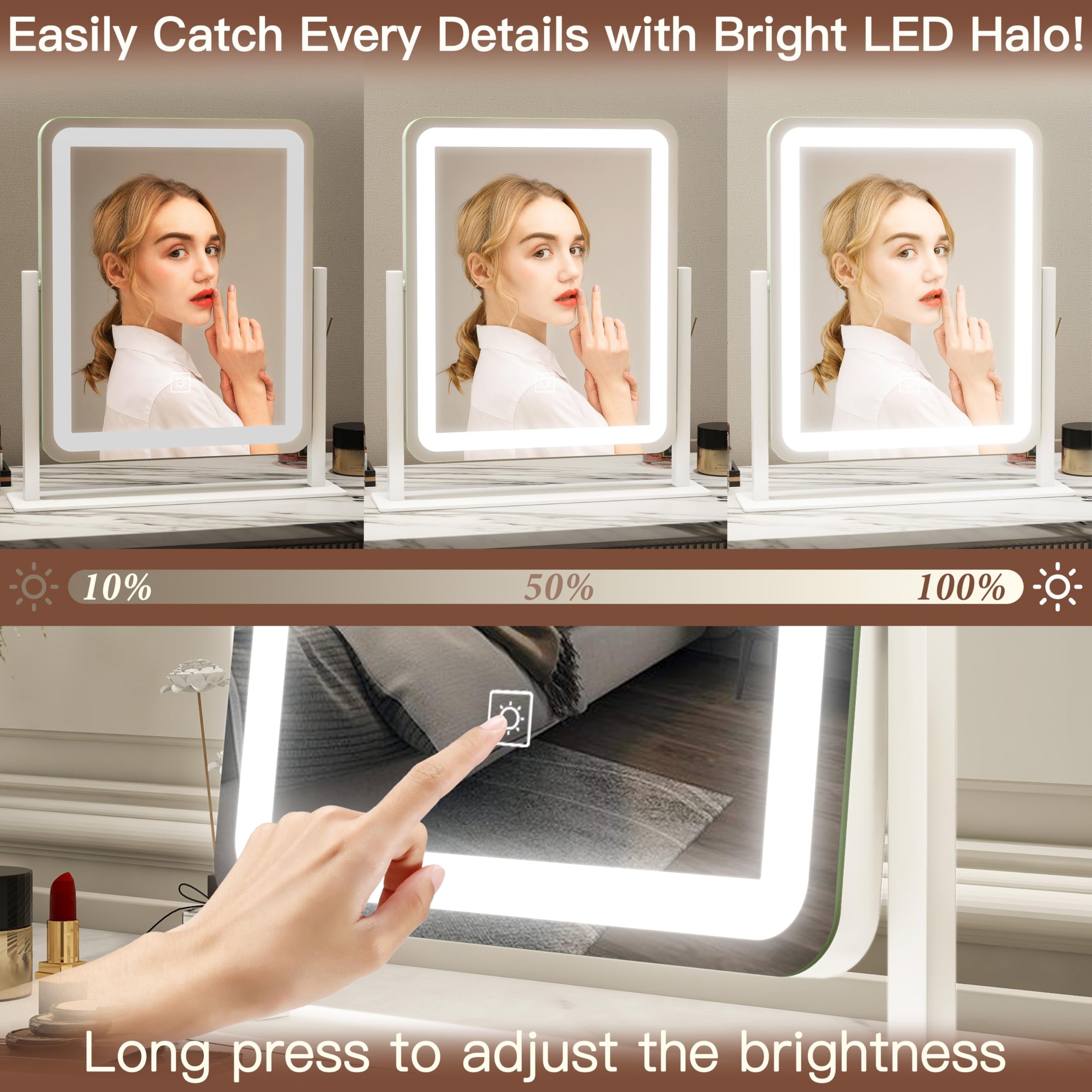 FENNIO vanity mirror lights with dimmable brightness for evening prep