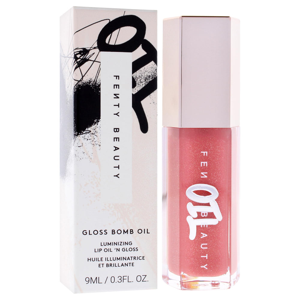 Fenty Beauty Gloss Bomb Lip Oil texture close-up with hydrating feel.