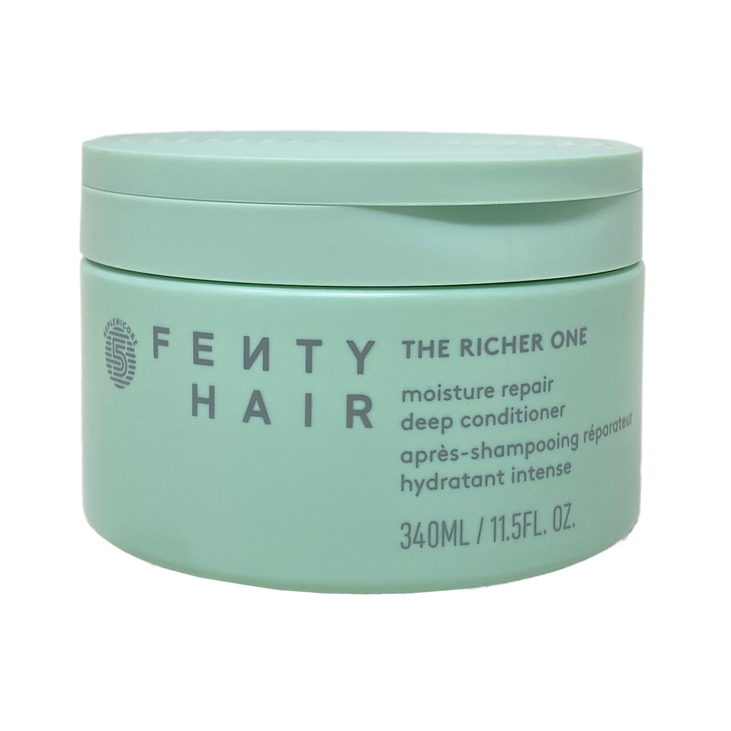 Fenty Hair The Richer One deep conditioner bottle closeup highlights hydration and detangling.
