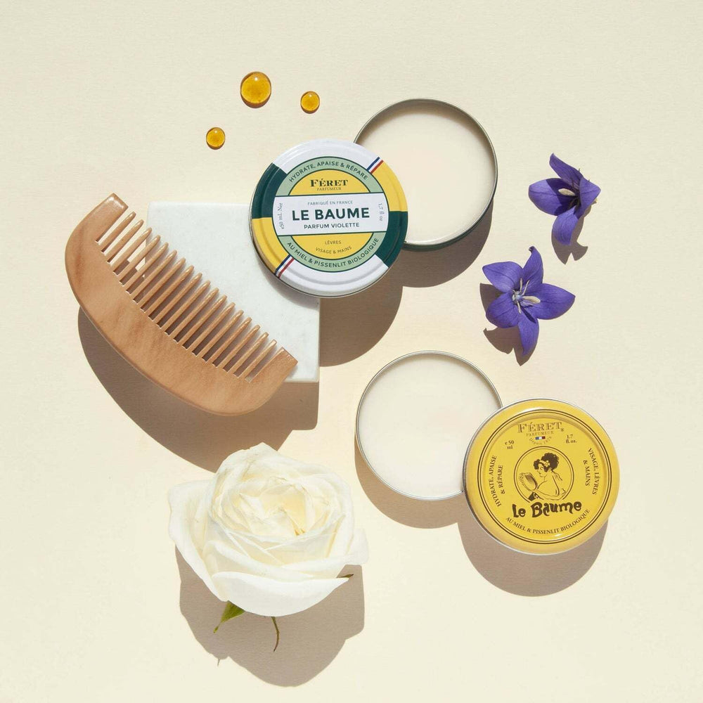 Feret Parfumeur Le Baume with shea butter and honey emphasizes nourishing ingredients