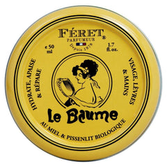 Feret Parfumeur Le Baume powdery rose tin close-up showing rich hydration for lips and skin