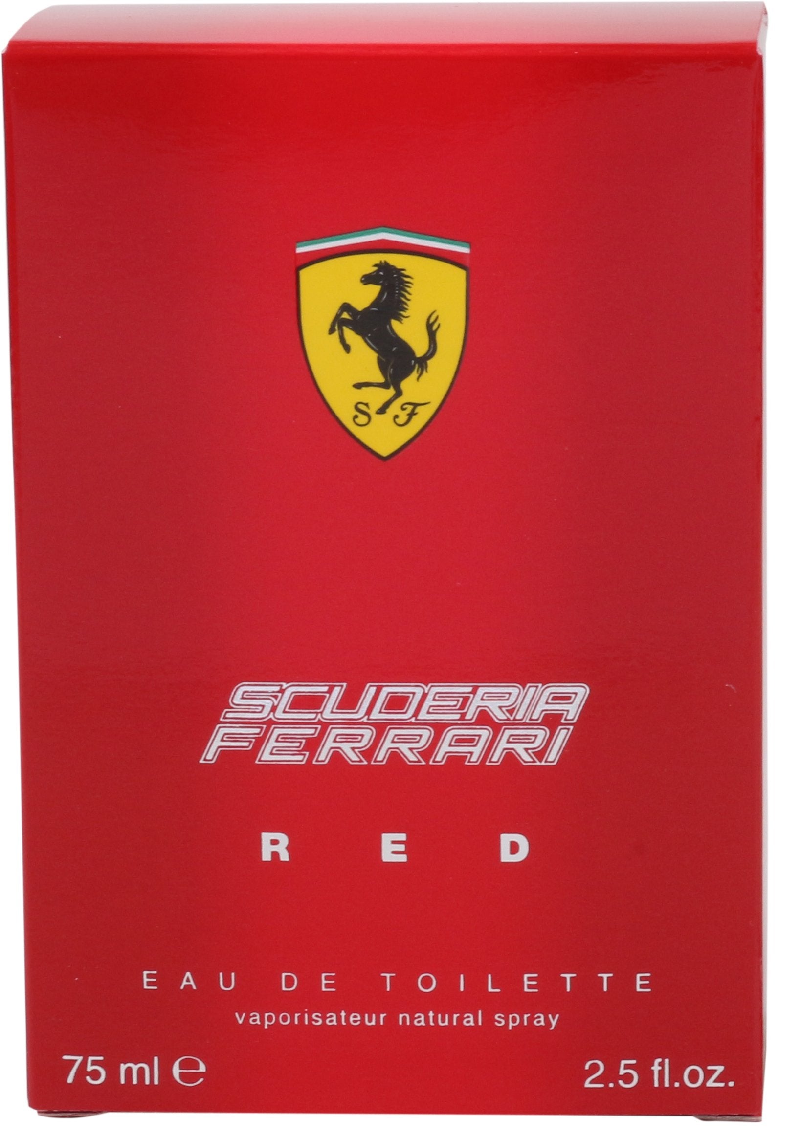Ferrari Scuderia Red EDT cap detail with premium metal finish.