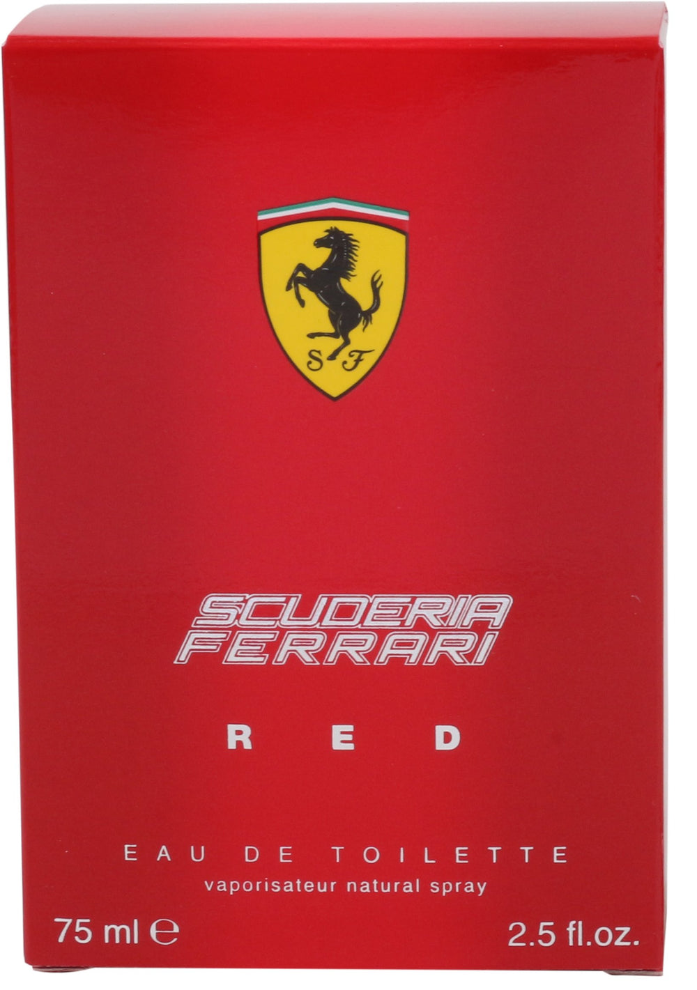 Ferrari Scuderia Red EDT cap detail with premium metal finish.