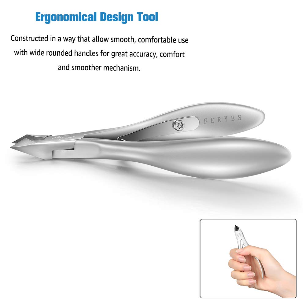 FERYES cuticle clippers detailed cutting edge highlighting craftsmanship