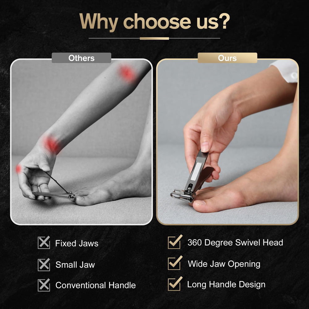 FERYES ergonomic design reduces wrist strain during nail clipping