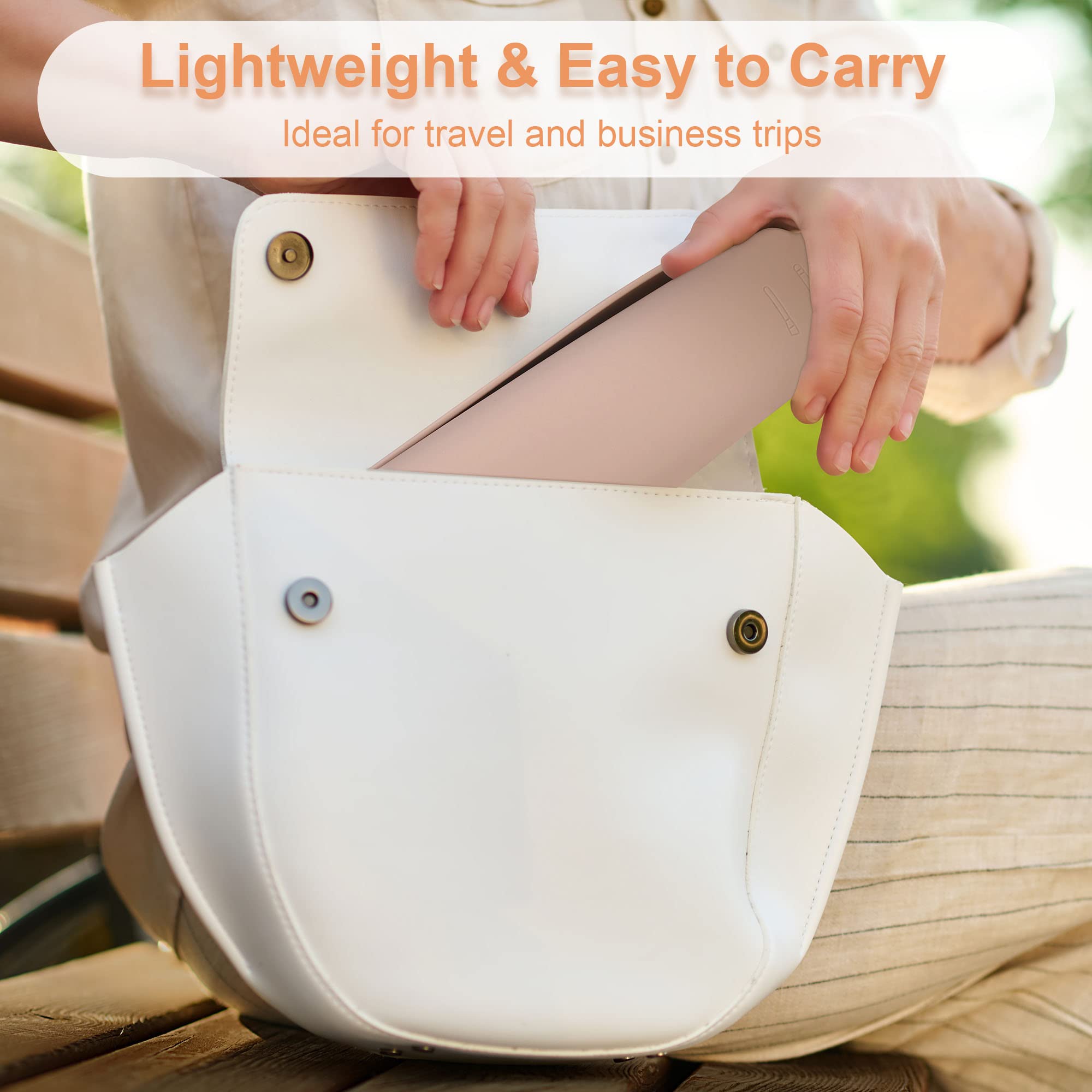 FERYES khaki travel accessory provides compact organization for cosmetics on the road.