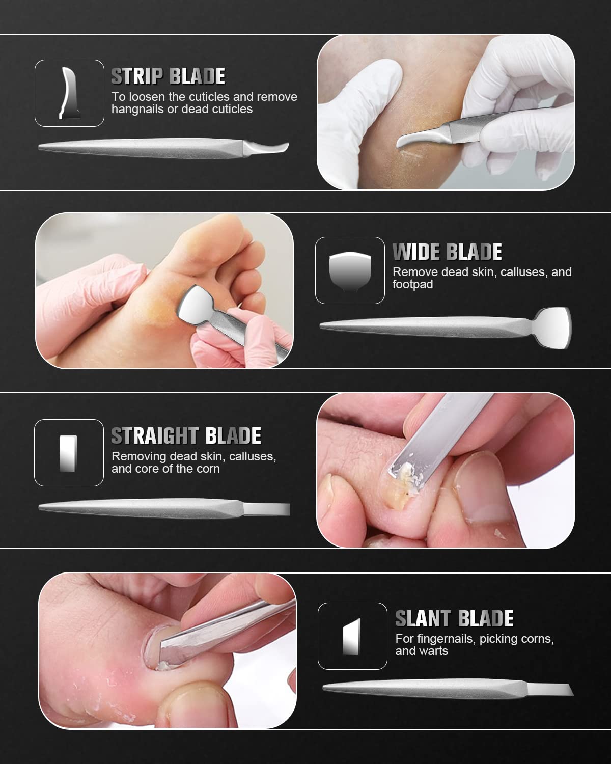 FERYES pedicure knife with strip blade for controlled deburring and shaping.