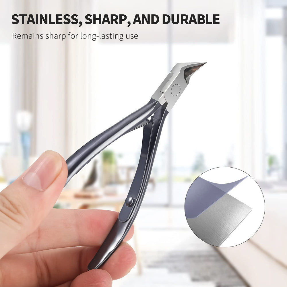 FERYES wide-opening design accommodates large nails for easy trimming.