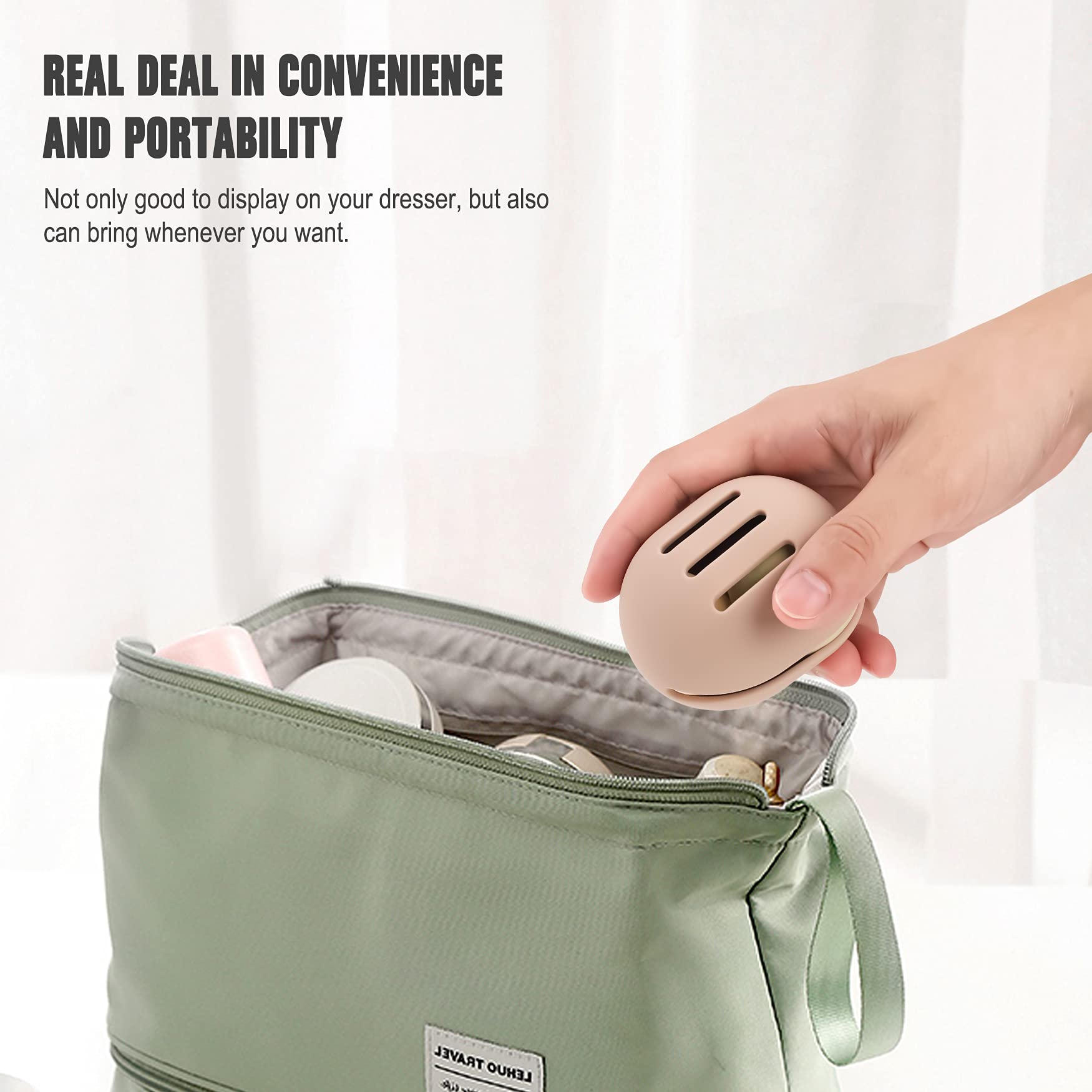 Travel-ready khaki silicone case with sponge inside for on-the-go use