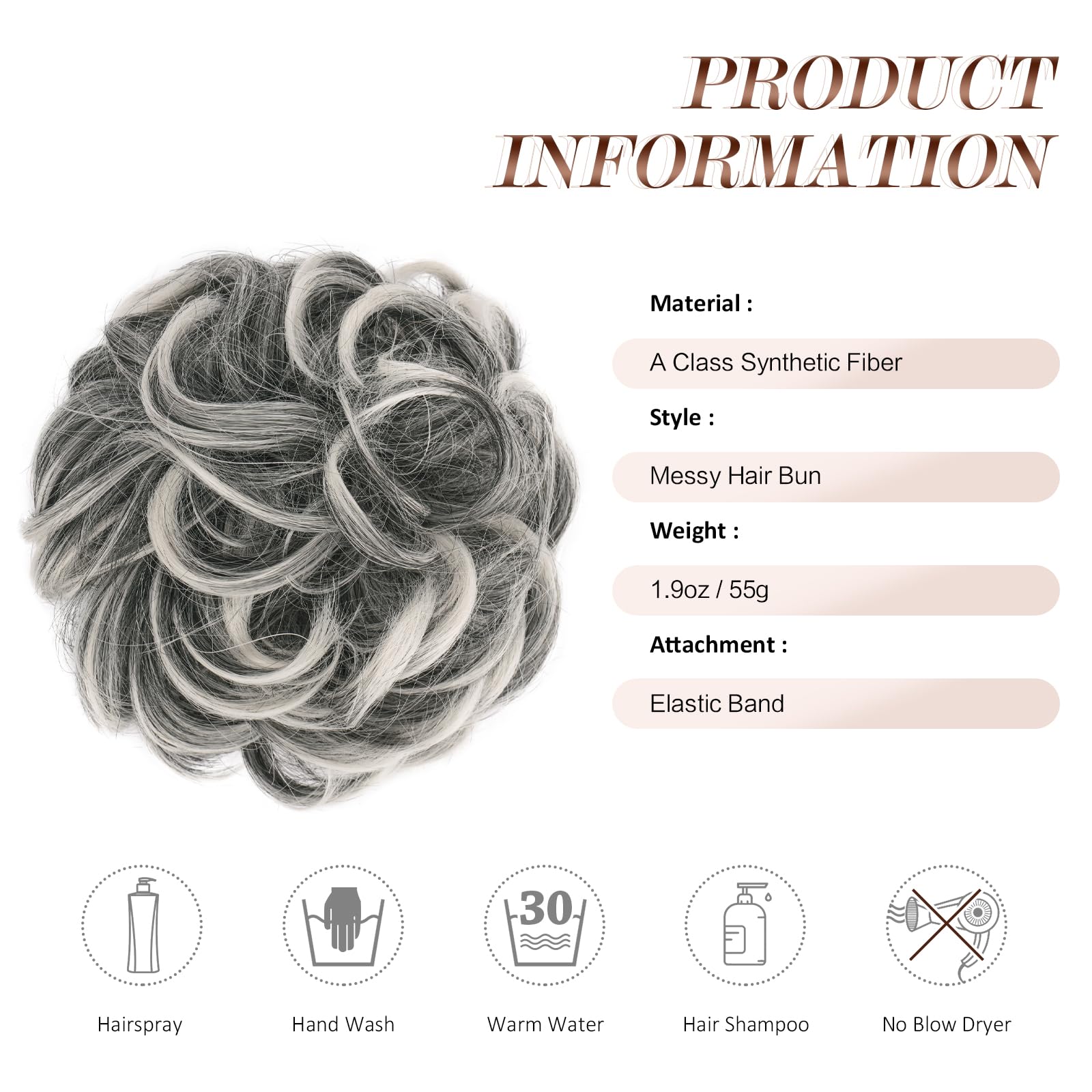 Feshfen ponytail extension attached with elastic for quick wear.