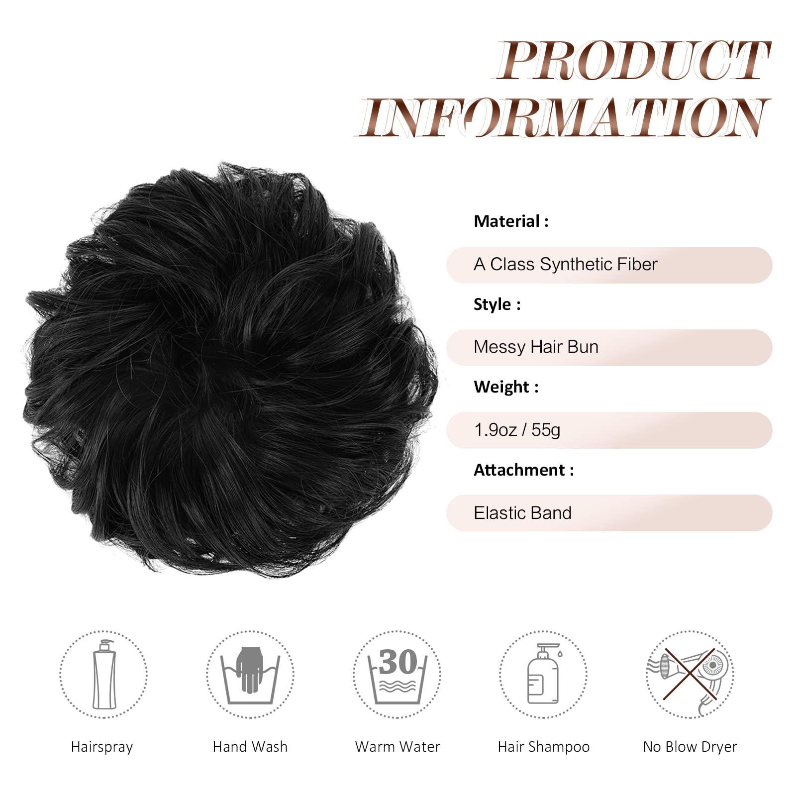FESHFEN volume bun adds fullness for a polished look.