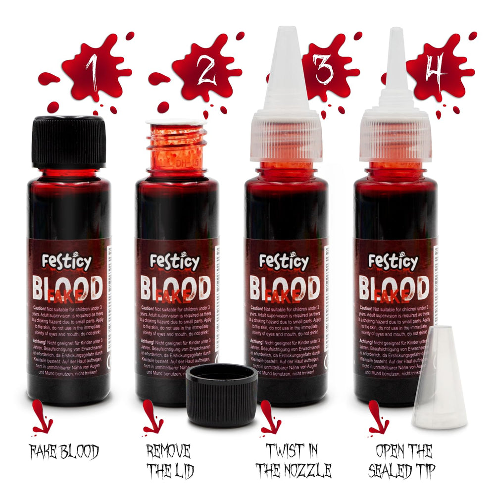 Festicy sangre falsa auténtica, efecto decorativo para Noche de Brujas, mejora el realismo de decoraciones.