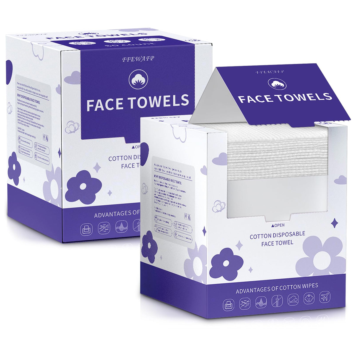 Toallas faciales desechables FFEWAFP, 100 unidades, ideales para uso diario.