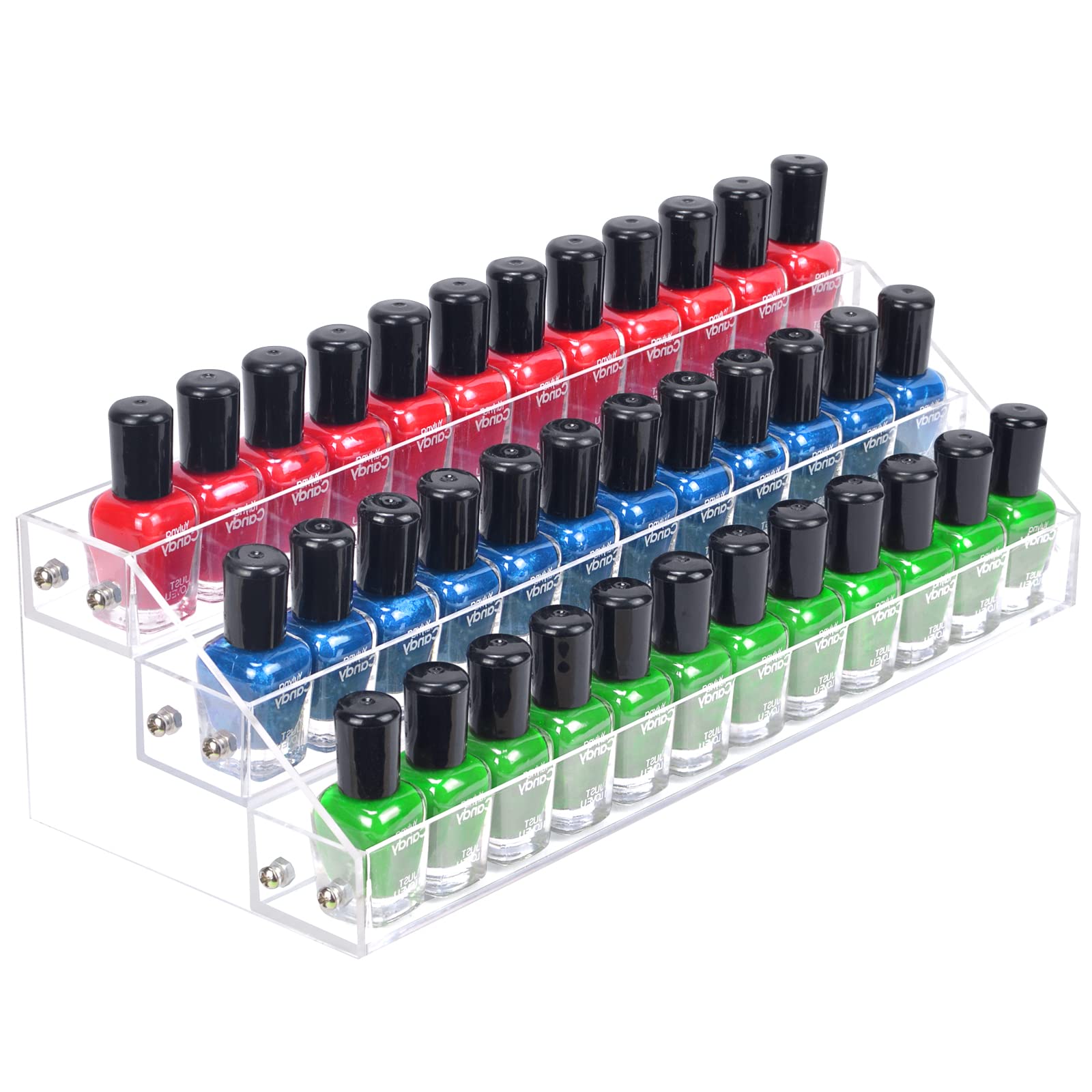 FFowcye holds up to 36 bottles for organized beauty supplies.