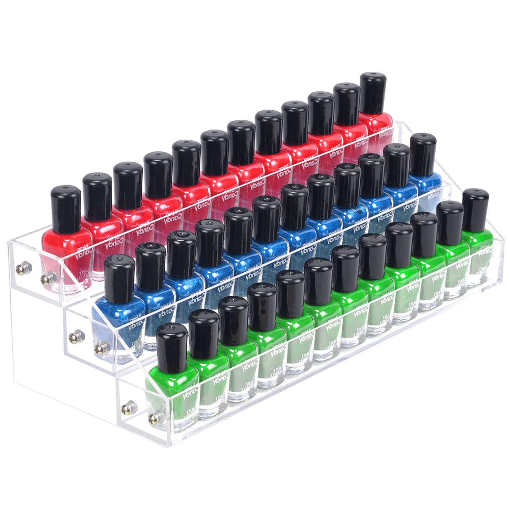 FFowcye holds up to 36 bottles for organized beauty supplies.