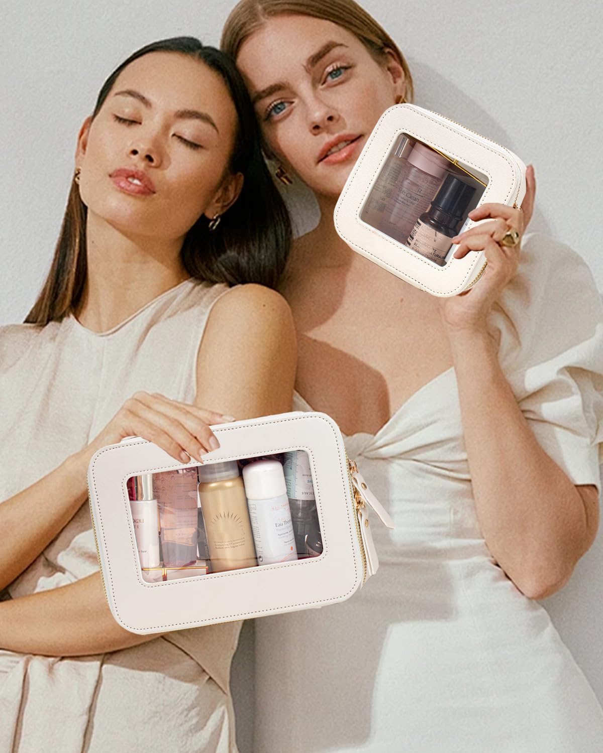 FFpaw small travel clear makeup bag compact for on-the-go essentials
