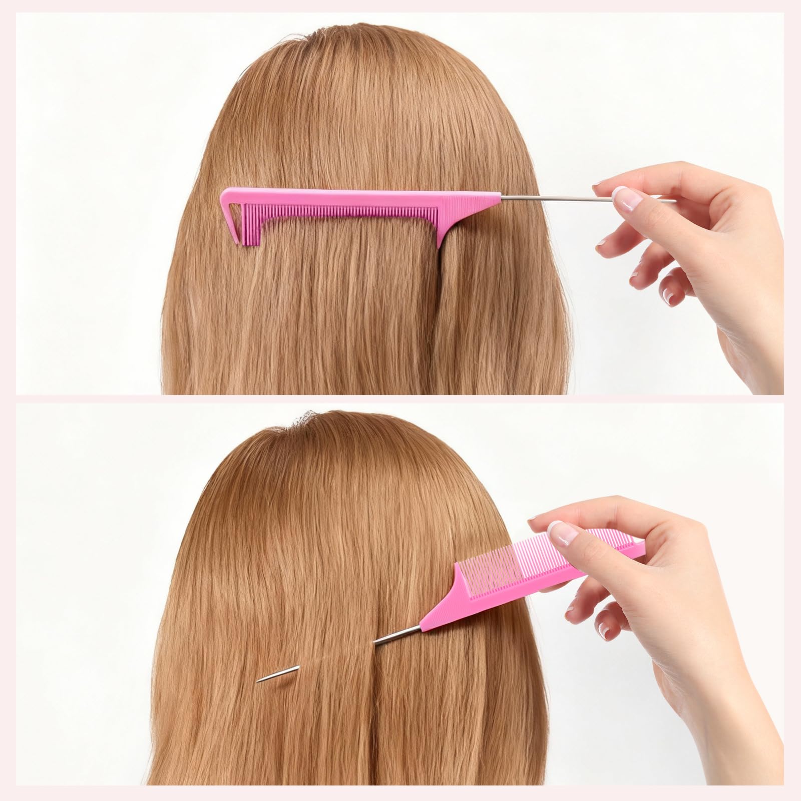 Fgail hair parting and back combing comb for color applications and styling
